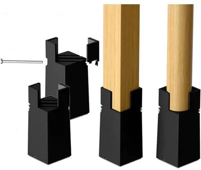 Produktbild von Verstelbare bedpootverhogers, 22-42 mm, zwart, 10 cm, met schroefclips, voor stoelen, tafels und Bänke.