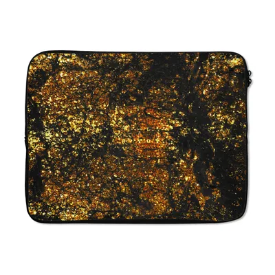 Produktbild von MuchoWow® Laptop Hülle 17 Zoll Laptoptasche Marmor - Glitzer - Gold - Zipper - Schutzabdeckung
