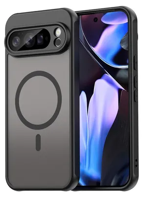 A phone case with a magnetic ring is shown next to a smartphone.