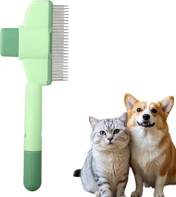 Produktbild von Famanu Katzenbürste Selbstreinigend - Für langes und kurzes Haar, grün