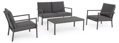 Produktbild von Garten-Sitzgruppe KONNOR aus Textilene mit Kissen und anthrazitfarbenem Aluminiumgestell, 4-teilig