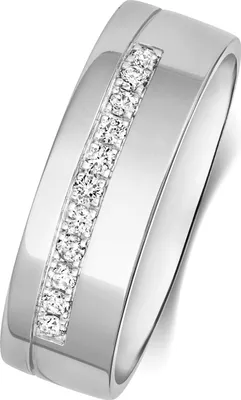 Produktbild von 9 Karat (375) Weißgold 6mm Flach Court Form Diamant Trauring/Ehering/Hochzeitsring Brillant-Schliff 0.15 Karat H - PK1, 54 (17.2); TRS368189KWRSN