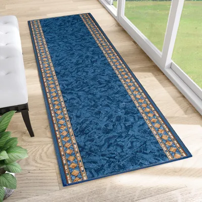 Produktbild von Tapiso Läufer Anti Rutsch Modern Blau Gelb Wohnzimmer 67 x 330