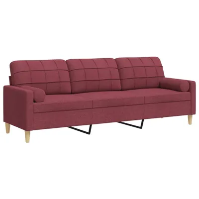 Zdjęcie produktu dla 3-osobowa sofa z poduszkami, winna czerwień, 210 cm, tkanina