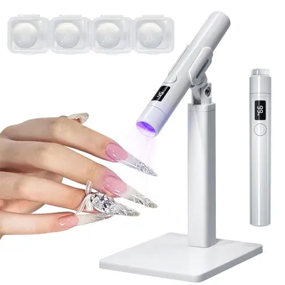 Produktbild von UV LED Nagellampe kabellos, Mini Nageltrockner wiederaufladbar, tragbare Gel Nägel Lampe mit Ständer & 45/60s Timer für Zuhause & Salon