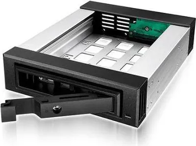 Produktbild von ICY BOX IB-129SSK-B Wechselrahmen, 1x 3,5"/2,5" SATA/SAS HDD zu 1xSATA Host, unterstützt SATA III 6Gbit/s, 13,3 cm (5.25"), Frontblende, Schwarz, 2.5/3.5", SATA, SATA II, SATA III, Serial Attached SCSI (SAS), Aluminium