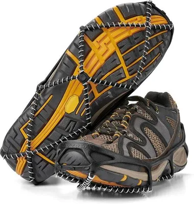 Image de Chaussures antidérapantes pour glace et neige - Unisexe - Protection contre la neige et la glace - Chaussures de randonnée - Pointure M - Noir