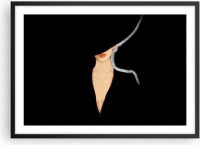 Produktbild von Gerahmtes Poster - Schwarzer Rahmen - Schwarz Frau Hut - 70x50 cm - Wand Bild - Wanddeko - Wandbilder - Kunstposter - Wandposter - Bilderrahmen - Bilder - Kunstdruck - Wandbild - P2BAA70x50-4341