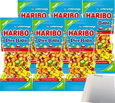 Produktbild von Haribo Pico-Balla Veggie 6er Pack (6x65g) + usy Block