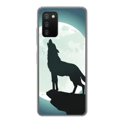 Produktbild von MuchoWow® Handyhülle Schutzhülle Hülle für Samsung Galaxy A03s Wolf - Mond - Stein Silikon Softcase Handy Hülle - Schutz
