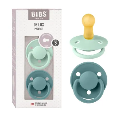 Immagine prodotto di BIBS De Lux ciucci in gomma naturale, 2 pezzi, taglia 2, Nordic Mint/Island Sea