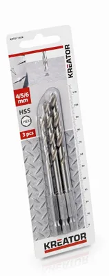Zdjęcie produktu dla KREATOR KRT011308 - 3 szt. wierteł HSS do metalu HEX 4-5-6 mm