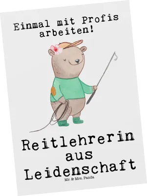 Produktbild von Mr. & Mrs. Panda Postkarte Reitlehrerin Leidenschaft - Weiß - Geschenk, Ansichtskarten, Ansichtskarte, Postkarten, Grußkarte, Fotokarte