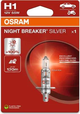 Obrázek produktu pro OSRAM NIGHT BREAKER SILVER H1 P14.5s 12 V/55 W (1er Blister)
