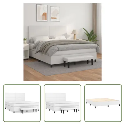 Produktbild von The Living Store Boxspringbett mit Matratze Weiß 160x200 cm Kunstleder