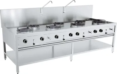 Produktbild von Combisteel Gas-Woktisch mit 7 Brenner und Grundboden 2500x900x750mm