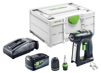 Zdjęcie produktu dla Festool C 18-Basic akumulatorowa wiertarko-wkrętarka 18 V 45 Nm bezszczotkowa + 1x akumulator 5,0 Ah + ładowarka + systainer