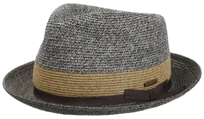 Image de Stetson, chapeau de joueur à bords contrastés, modèle Toyo. Chapeau en paille à deux couleurs, design moderne, ornement "Diamond-Kron"