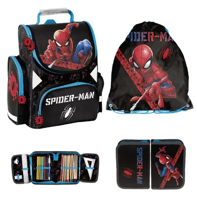 Produktbild von Schulranzen Set 3-teilig Tornister Jungen Spiderman Schwarz