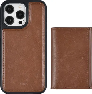 Produktbild von UNIQAccessory iPhone 15 Pro Max Back cover case - Whiteh removable card holder - Brown