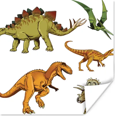 Produktbild von MuchoWow® Poster Dinosaurier - Zeichnung - Jungen - Kinder 100x100 cm - Babyzimmer