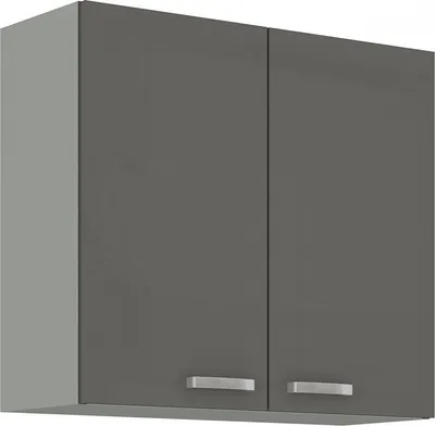 A wall-mounted kitchen cabinet with two doors.