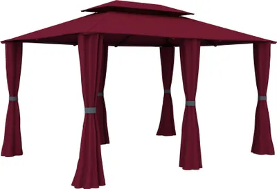 Produktbild von paramondo Comfort Gartenpavillon, 4 x 3 m, bordeaux + Wände – Stahl, wasserdicht, UV‑Schutz 50+, doppeltes Dach