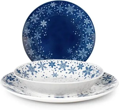 Produktbild von Weihnachtsgeschirr - Geschirrset Weihnachten - Porzellan - Geschirr für Weihnachten - Abendessen Set - Tischdekoration Weihnachten - Feierliches Geschirr - Weihnachtstisch - Geschirrset weiß rot