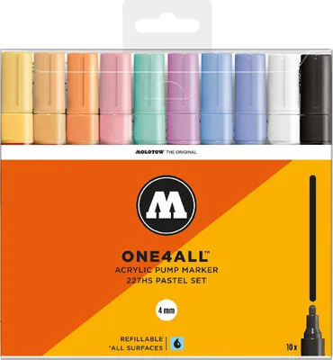 Produktbild von Molotow Acrylmarker ONE4ALL ACRYLIC 227HS 10er Etui, 4 mm, Pastel Set