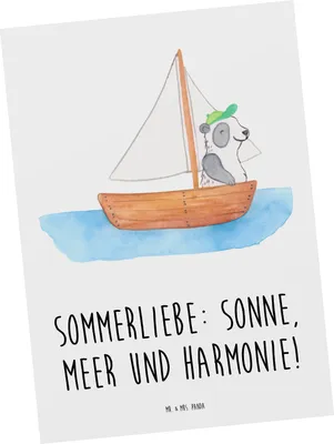 Produktbild von Mr. & Mrs. Panda Postkarte Sommerliebe - Weiß - Geschenk, Ansichtskarten, Grußkarte, lange Tage, Sommerferien Abschiedsgeschenk, Inspiration, Summer Feelings, Geschenke