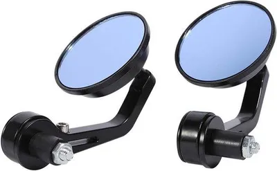 Produktbild von Rückspiegel für Motorräder – Seitenspiegel, universell einsetzbar – Für sicheres Fahren – 360 Grad verstellbar – Spiegeldurchmesser: 7,7 cm – Schwarz