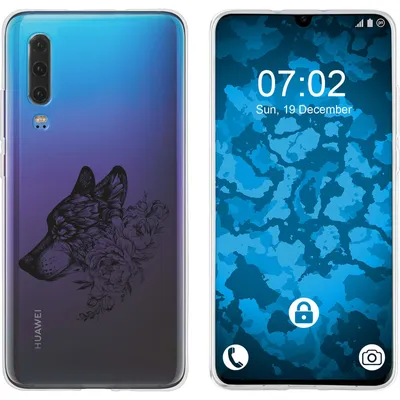 Produktbild von PhoneNatic Case kompatibel mit Huawei P30 Silikon-Hülle Floral Wolf M3-1