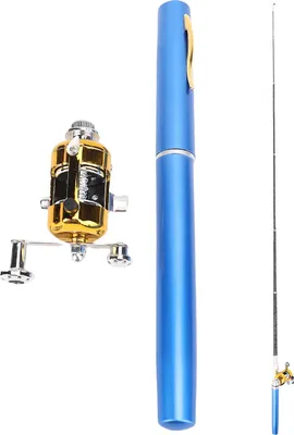 Obrázek produktu pro Pen Fishing Rod Vysoce pevný lehký kapesní rybářský prut s navijákem Dárek 21 cm Modrý