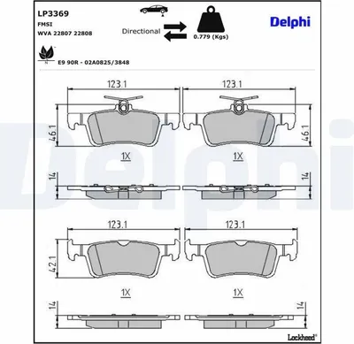 Produktbild von DELPHI Bremsbeläge Satz Hinten Bremsklötze für FORD Fiesta Mk7 Schrägheck LP3369