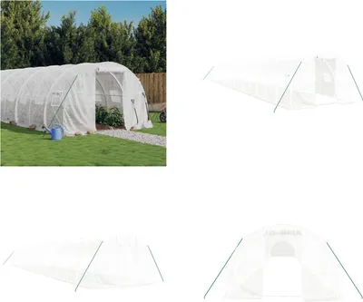 Productafbeelding van vidaXL Kas met stalen frame, wit, 54 m², 18x3x2 m - Kas - Kassen - Polytonnel - Inloopkas