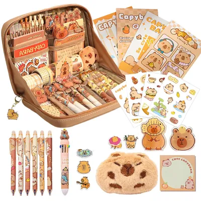 Obrázok produktu pre Sada períčiek, umývateľná, 5-dielna, s motívom kapibary, vhodná do školy aj do kancelárie