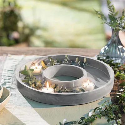 Produktbild von Dekoring "Grey" Zement in Beton Optik, weiß, Ø 35 cm, Betonring, Dekokranz, Tischkranz zum Dekorieren