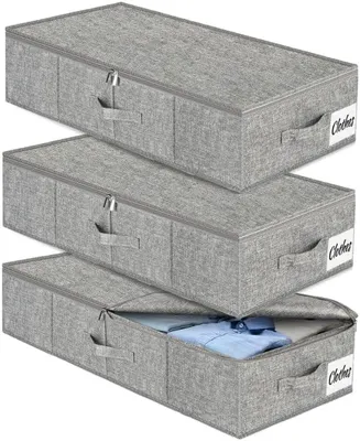 Obrázok produktu pre Úložné boxy pod posteľ 76 x 38 x 17 cm, 3 ks, veko, na oblečenie