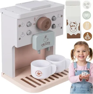 Produktbild von Spielzeug-Kaffeemaschine aus Holz für Kinder mit Zubehör