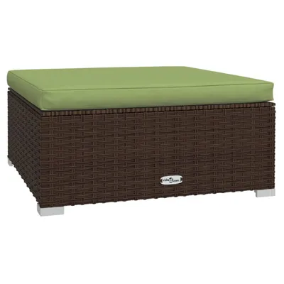 Obrázek produktu pro Zahradní podnožka s poduškou hnědá 70 x 70 x 30 cm polyratan