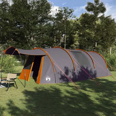 Produktbild von "Schlussverkauf" Tunnelzelt 1 PC - Campingzelte UV-beständige - mit Dach - Grau und Orange 740x370x220 cm C15402