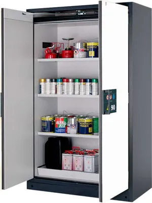 Produktbild von Gefahrstoffschrank - 1.953x1.193x615 mm - 4 Fachböden - Front reinweiß