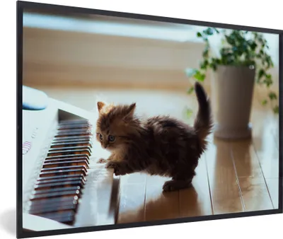 Produktbild von MuchoWow® MuchoWow® Gerahmtes Poster Katze - Tier - Kätzchen 90x60 cm - Poster mit zchwarzem Bilderrahmen - Fotorahmen - Foto-Plakat