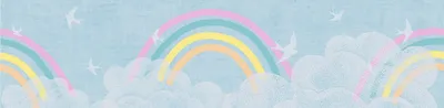 Produktbild von A.S. Création Wolken-Bordüre für Kinder – Bunt, Blau, Weiß – 5,00 x 0,13 m
