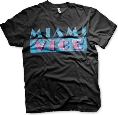 Produktbild von Miami Vice Distressed Logo T-Shirt - Large - Black