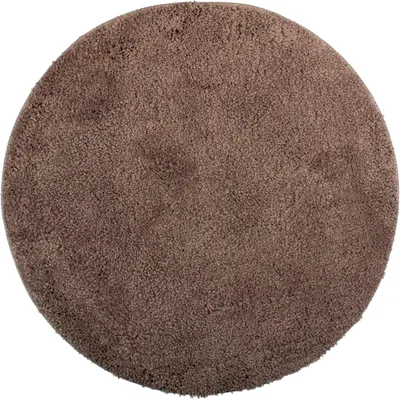 Produktbild von Runder Badteppich, Durchmesser 60 cm, aus Chenille in Taupe, rutschfest und waschbar