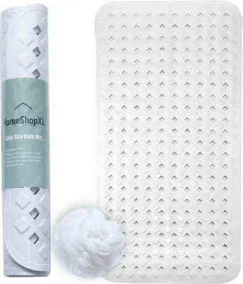 Produktbild von Badematte Duschmatte – 88 x 40 cm – Anti-Rutsch-Matte weiß mit Saugnäpfen – Anti-Rutsch-Matte für Bad oder Dusche