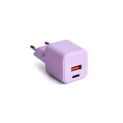 Produktbild von Forever, Schnellladegerät Netzteil USB-A 18W QC / USB-C 30W PD GaN, Lavendel