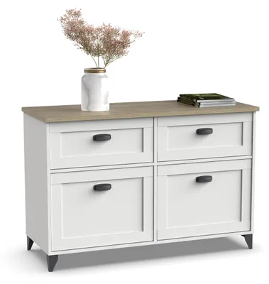 Sideboard Vintage 2 Türen 2 Schubladen weiß/Eiche 80x120x47 cm