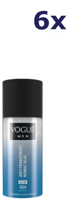 Produktbild von 6x Vogue Deospray Men - Nordic Blue 150 ml